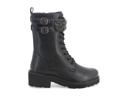 Melluso donna stivali pelle con lacci e zip 034307-217200 nero